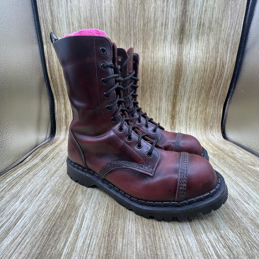 Gripfast 10 Eye Steel Toe Boots Men's Size 9 UK 8 Oxblood Shoes Made In England